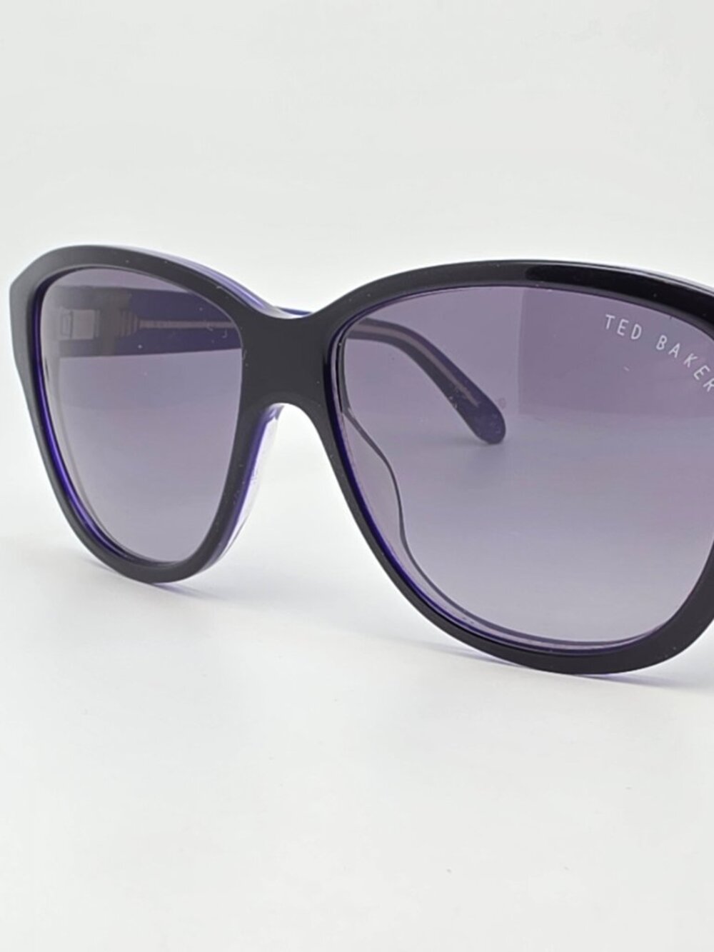 Ted Baker B561 Black on Indigo Frame Grey Gradient Lens Cat Eye Sunglasses 56mm